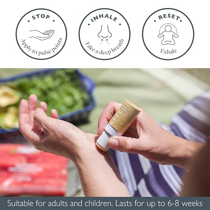 Scentered Aromatherapy Balm Stick - Happy - Mood Boost Roll On Essential Oils Blend for Positive Thinking - 100% Natural: Grapefruit, Cedarwood, Lemon Myrtle Essential Oil - Positive Gifts for Women