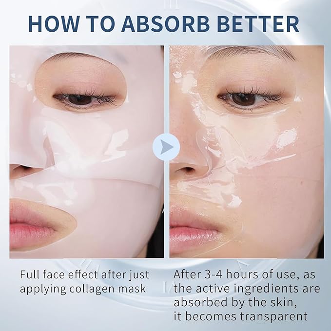 Bio-Collagen Face Masks, Real Deep Collagen Mask, Vitality-Fill Deep Hydrates, Facial Hydrogel Masks | TikTok Trend Items | Korean Skin Care