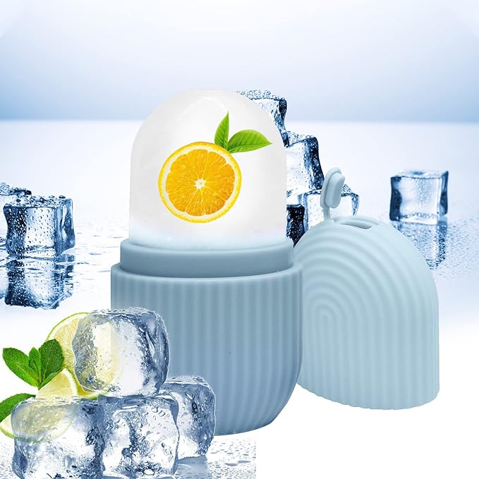 Ice Face Roller, Eye Puffiness Relief, Silicone Facial Massage Ice Mold, Reusable Face Massage, Blue