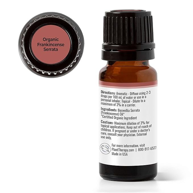 Plant Therapy Organic Frankincense Serrata Essential Oil 100% Pure, USDA Certified Organic, Undiluted, Natural Aromatherapy, Therapeutic Grade 10 mL (1/3 oz)