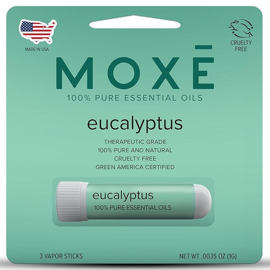 MOXĒ Eucalyptus Essential Oil Nasal Inhaler, Sinus & Congestion Relief, Daily Relaxation, Stress Relief, Therapeutic No-Mess Aromatherapy, Pure and Natural, Made in USA (1 Pack)