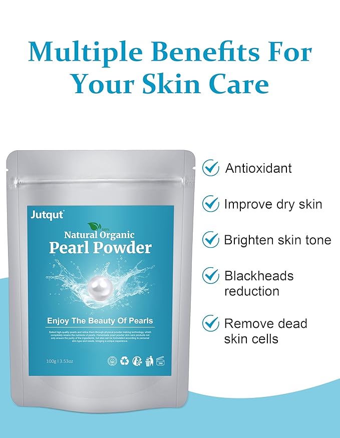 Freshwater Pearl Powder Organic, 100g100% Natural Pearl Powder,DIY Skincare —DIY Antioxidant, Deep Cleansing, Pore-Shrinking, Anti-Aging Mask
