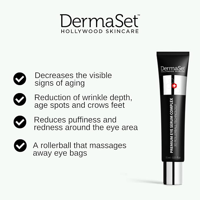 DermaSet Eye Serum with Caffeine and Vitamin C to Improve Fine Line and Dark Circles | 0.51 Fl Oz (Pack of 1)