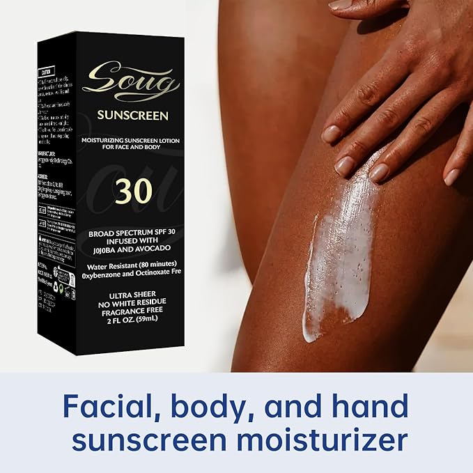 Sunscreen Black Girl, Sunscreen for black skin,Face & Body Moisturizing Sunscreen SPF 30, Black Gir'l Sunscreen for black women kids,Sunscreen no white cast 2PCS