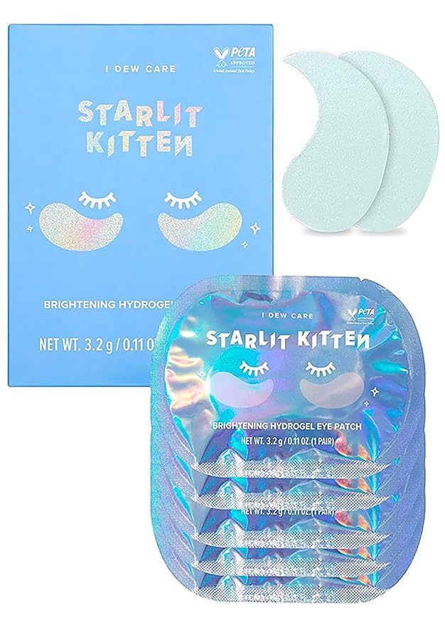 I DEW CARE Hydrogel Eye Patch - Starlit Kitten (5 EA) + NOONI Korean Facial Clenaser - Snowflake Whipping Cleanser 5.07 Fl Oz Bundle