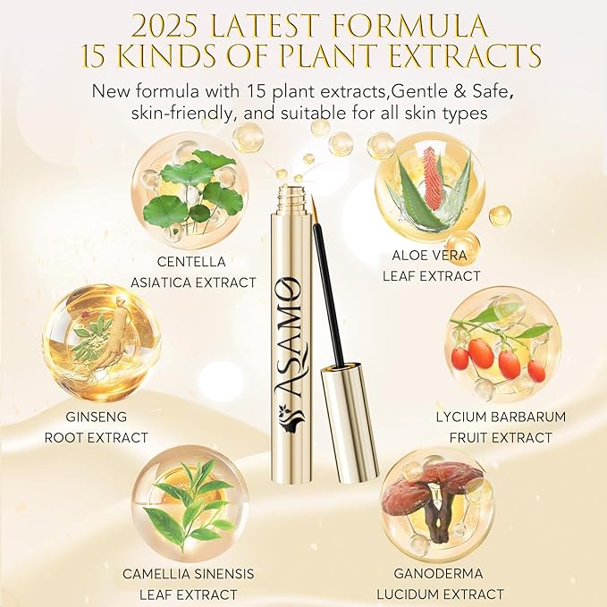 Eyelash Growth Serum – 15 Plant Extracts for Longer Lashes, Natural Beauty Enhancement,eyelash serum growth (Purple-Gold)