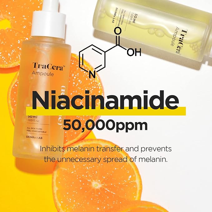 SKINRxLAB TraCera Ampoule - Dark Spot & Tone Correcting Face Serum - Vitamin C and Ceramide - Control Melanin, Blemishes and Freckles - Anti Aging Serum for Smooth, Moisturizing Finish, 1.69 fl.oz.