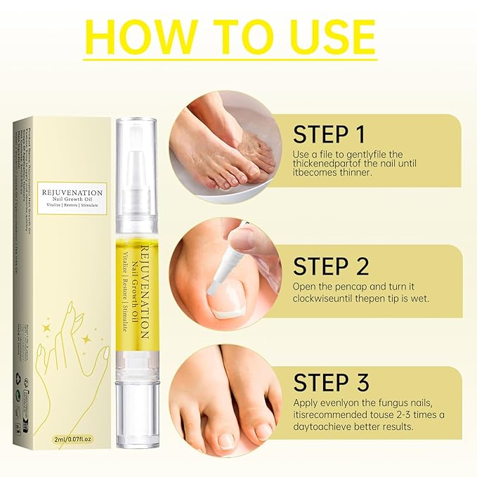 3-Pack Rejuvenation Nail Growth Oil with Nail File - Nail Oil for Growth, Strength & Repair