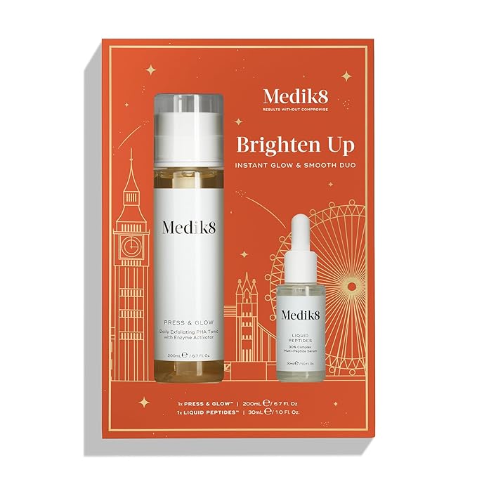 Medik8 Serum Tonic Duo - Liquid Peptides - Gentle, Cleansing Exfoliant Toner - Smoothing, Firming Multi Peptide Serum - 2 pc