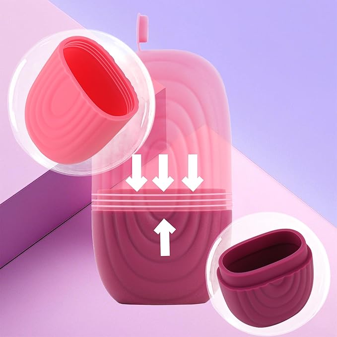 Ice Roller for Face and Eyes,Silicone Ice Mold for Face Massage,Facial Roller with Leak-Proof Lid for Skin Care & Cooling Treatment, Pink