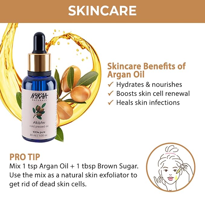 Nykaa Naturals 100 Percent Pure Cold Pressed - Argan for Women - 1 oz Oil