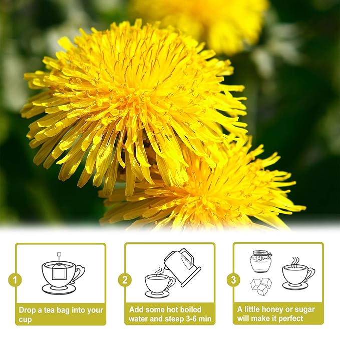 TEARELAE - Dandelion Root Tea - 2.5g x 50 Count Premium Raw Dandelion Root Tea Bags - Caffeine Free - Mellow & Slightly Bitter Flavor - Help Boost Immunity & Cleanse