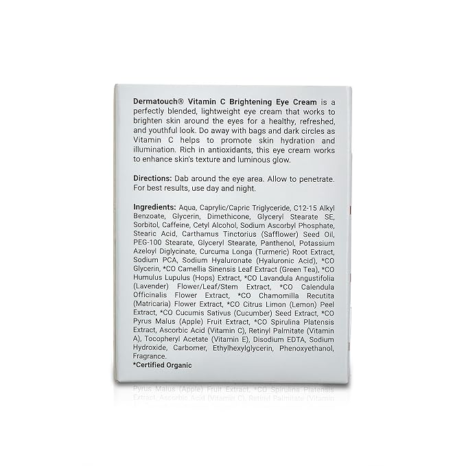 DERMATOUCH Vitamin C Eye Cream with Green Tea Caffeine & Turmeric, 1.7 fl oz - Made in America