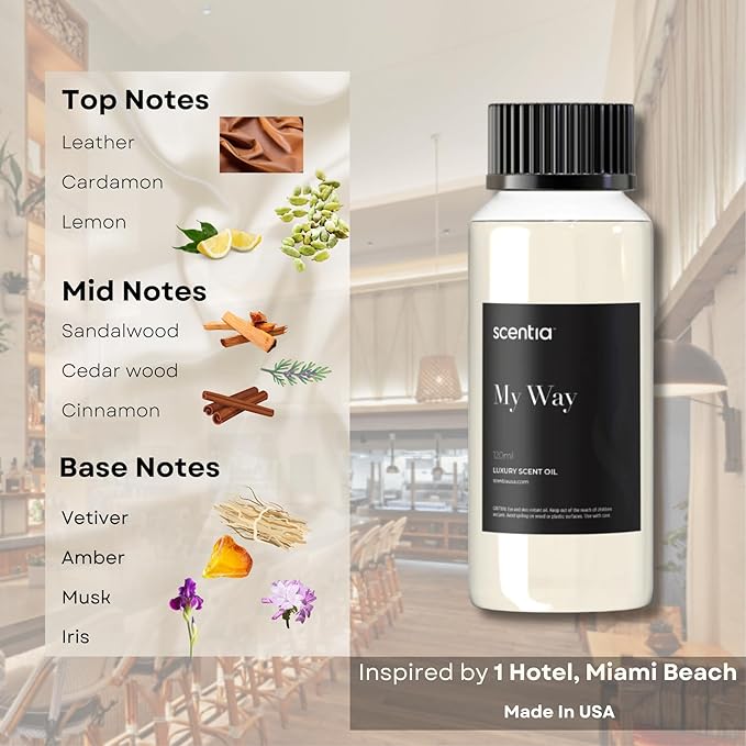 My Way Hotel Diffuser Oil | Aromatherapy Fragrances Inspired by 5-Star Hotels | Luxurious Scents Gift Set-5x20ml Bottles Set-The 1 Hotel Miami Beach, W Hotel, The Ritz Carlton, The Westin, Edition