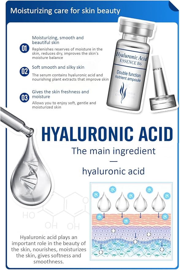 BIOAQUA Hyaluronic Acid Essence B6 Glycerol Tender Smooth Skin Serum Plant Extracts Nourishing Moisturizing 5ml*10PCS/Box