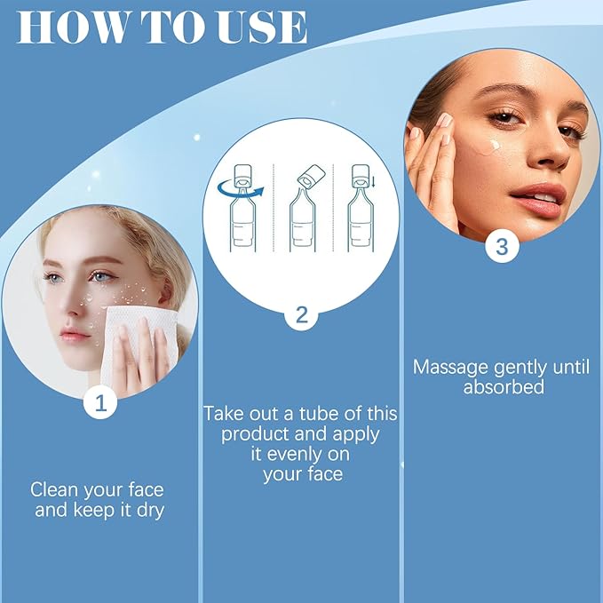 Hyaluronic Acid Tubes, 3% Hyaluronic Acid Serum Ultra-Hydrating Vials,Ultra-Hydrating Serum Single-Use Vials,Hyaluronic Acid Serum,Moisturizing, Firming and Tendering (1Pack,30Pcs)