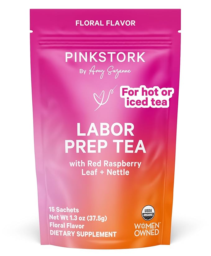 Pink Stork Organic Labor Prep Tea - Red Raspberry Leaf with Chamomile and Rosehip, Pregnancy Must Haves, Postpartum Essentials, Third Trimester - 15 Sachets
