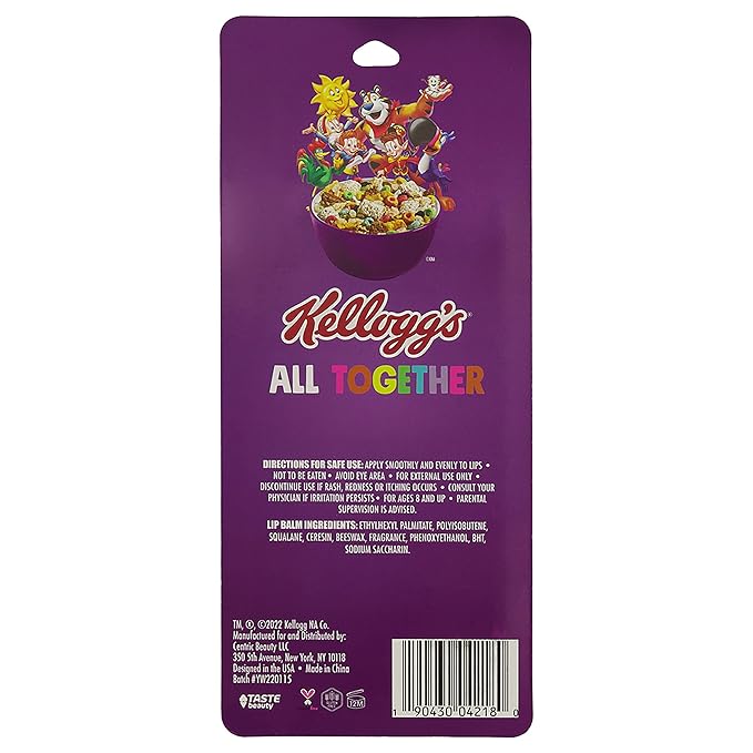 Taste Beauty KELLOGGS Breakfast Pack Lip Balms- 8-Pack of Favorite Cereal Flavors incl Rice Krispies, Frosted Flakes & More