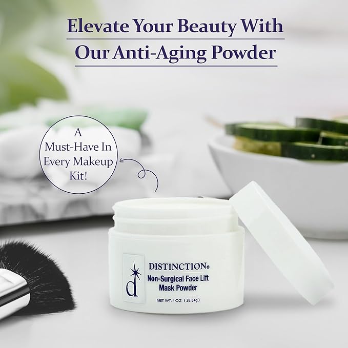 Distinction Non-Surgical Face Lift Mask Powder | Antiaging Mask to Tighten & Tone Skin | Contains Vitamin E for Radiant Younger Skin (1 Oz)