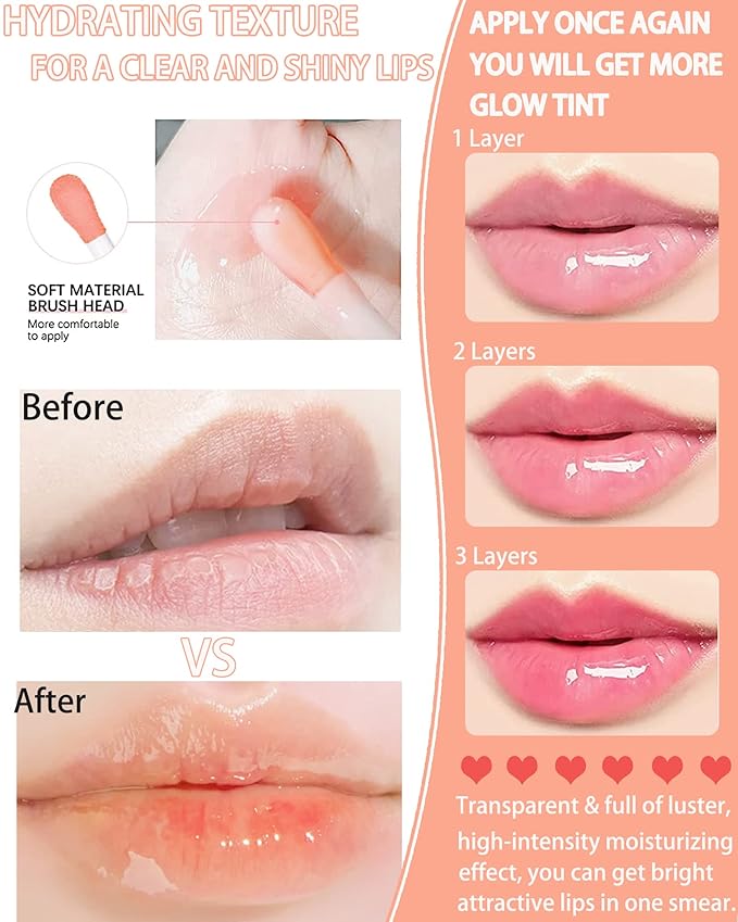 Hydrating Plumping Lip Glow Oil,Tinted Lip Gift
