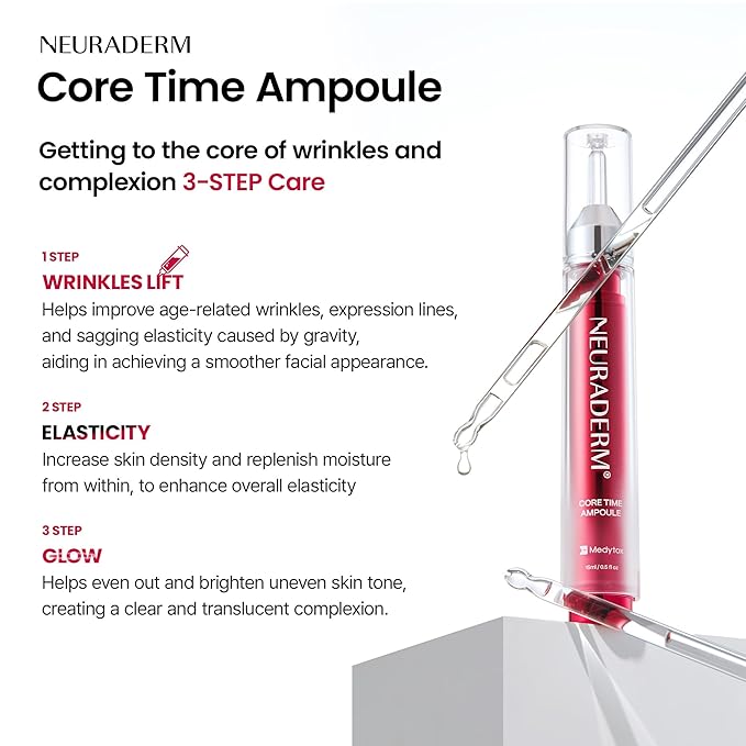 Core Time Ampoule, All-in-One Lifting Revitalizing Serum To Reduce Fine Lines Glowing Radiant Complexion (15ml/0.5 fl. oz x 2ea)