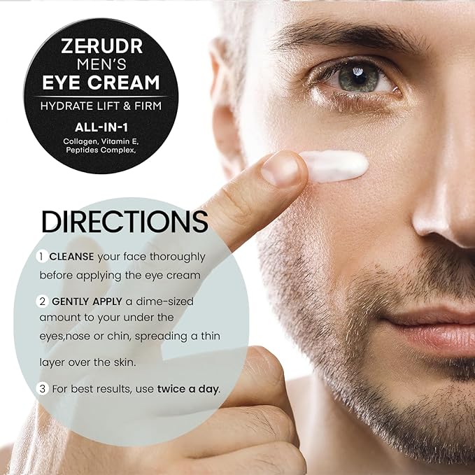 Men’s under Eye cream: all-in-1 Eye Bags, Dark Circles, and Puffiness reduce- Men’s eye care for hydrate, firm & repair