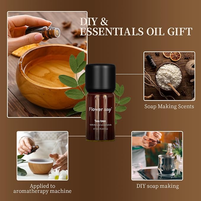 Organic Tea Tree Essential Oil 0.34Oz - USDA Certified Organic,100% Pure Natural MAX Undiluted Premium Therapeutic Grade Essential Oils for Diffuser/Skin Care/Massage/Hair/DIY