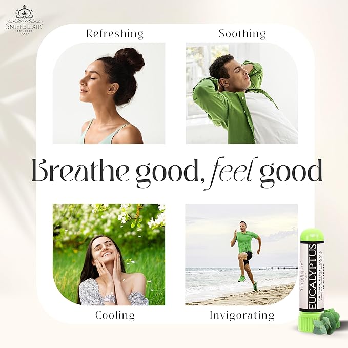Eucalyptus Inhaler for Adults - 1 Pack Eucalyptus Nasal Inhaler with Essential Oils, Natural Aromatherapy Nasal Stick Inhaler for Breathing, Portable Nasal Inhalers for Aromatherapy Stick