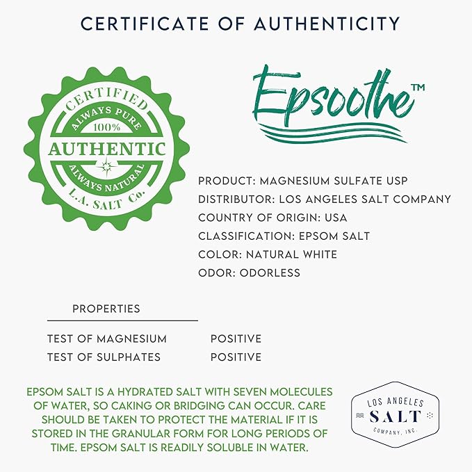 Epsom Bath Salt, Magnesium Sulfate USP, Unscented, Fine Grain, 50 Pound Bag (Packaging May Vary)