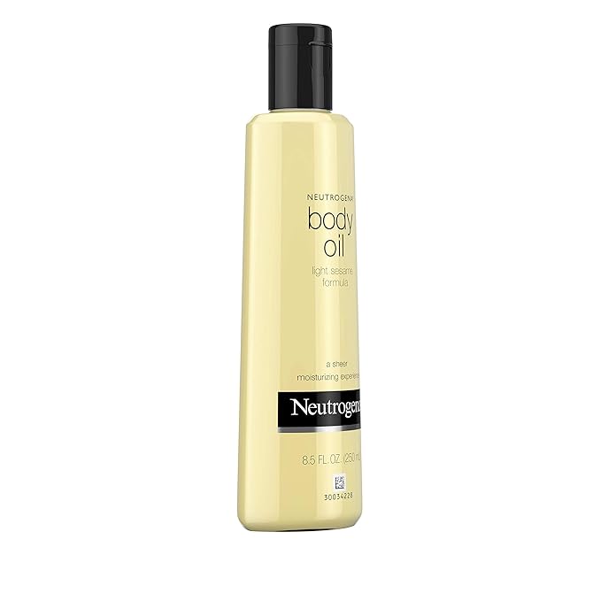 Neutrogena Body Oil Light Sesame Formula, 8.5 fl oz, Radiant Glow Moisturizer for Dry Skin, Bath & Shower Oil For Smooth and Hydrated Skin