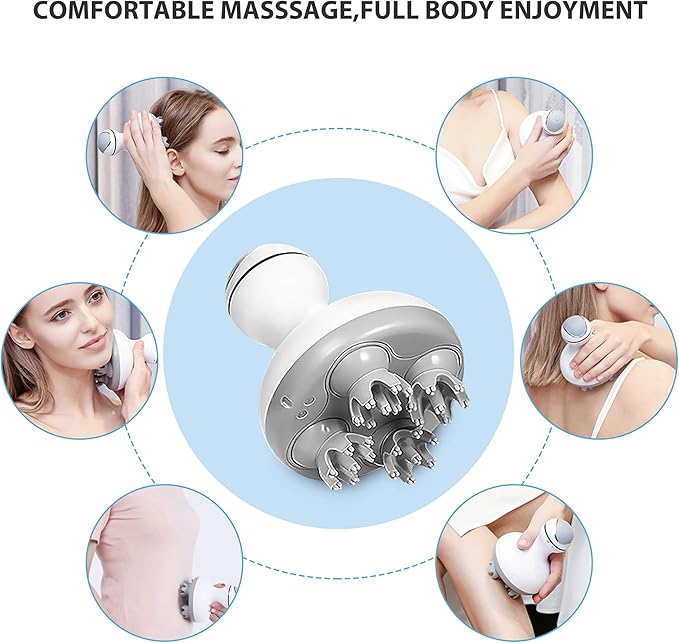 COMFIER Cordless Hair Scalp Massager- Electric Head Massager with Kneading 84 Massage Nodes, Handheld Portable Head Scratcher Massager for Hair Growth, Neck Back Massager with Heat, Shiatsu Neck & S