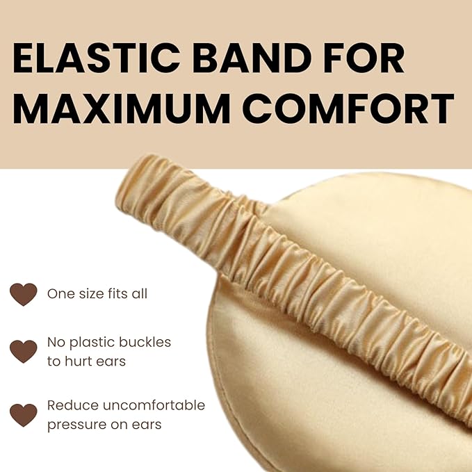 Silk Satin Sleeping Eye Mask, Gold Sleep Eye Mask Night Blindfold for Women and Men, Soft Breathable Blackout Eyeshade Eye Cover for Travel, Wedding Bridesmaid Gift