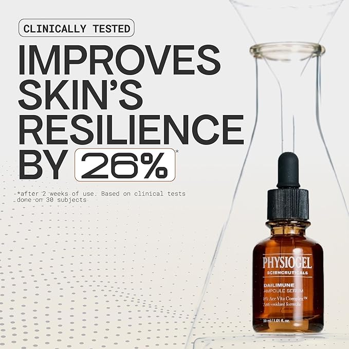 Physiogel Scienceuticals Dailimune Ampoule Vitamin C Face Serum Strengthens Skin Barrier Antioxidant, Moisturizing, Brightening, Soothing & Hydrating Serum Vitamin E & B5 Skincare Face Essence