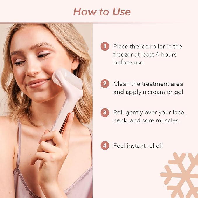 Zoe Ayla Face and Body Ice Roller, 1 pc - Skin Tightening and Rejuvenating Face Massager - Soothes Sunburn, Sore Muscles - Puffy Eyes and Redness Relief - Convenient for Whole Body Use