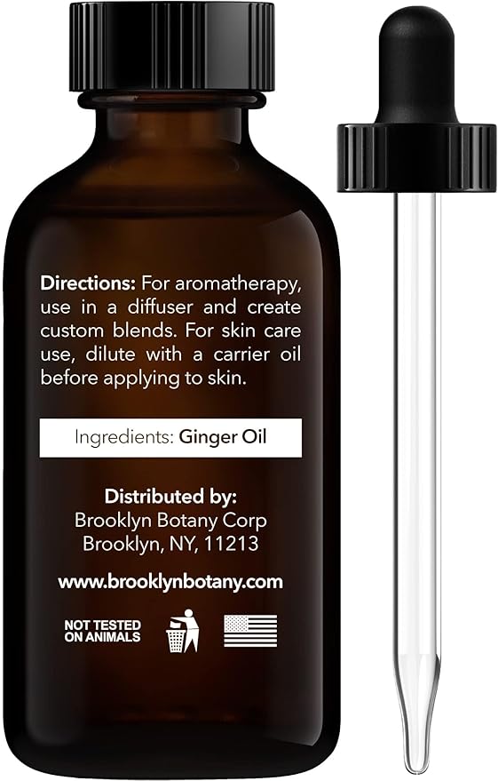 Brooklyn Botany Ginger Essential Oil – 100% Pure and Natural – Premium Grade Oil with Dropper - for Aromatherapy and Diffuser - 1 Fl Oz
