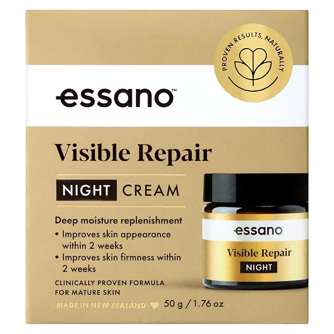Essano Visible Repair Night Cream Face Moisturizer, Vitamin B3, Mature Skin Face Cream Supports Appearance of Fine Lines & Wrinkles, Cruelty Free, 50g