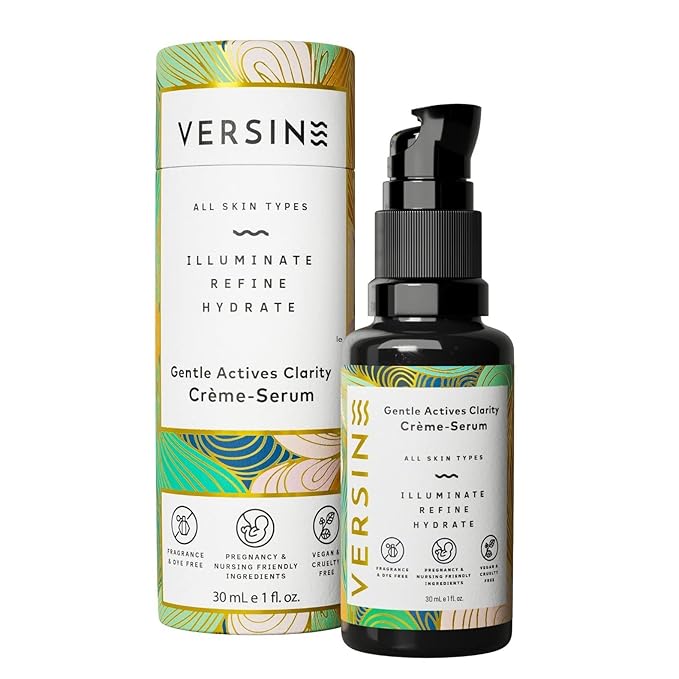 Versine Gentle Actives Face Serum for Normal, Dry, or Sensitive Skin (30ml) | Anti-Aging, Brightening Daily Moisturizer for Women | Safe for Pregnancy, Maternity, Nursing | Clean, Vegan, Cruelty Free