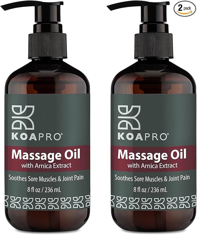 KOAPro Massage Oil for Massage Therapy 2 Pack - Lavender Massaging Oil for Muscle Relaxing, Premium Arnica Massager Oil for Pain Relief, Natural Anti Cellulite Extract for All Skin Types 8 Fl Oz