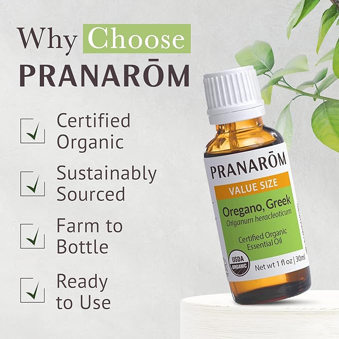 Pranarom USDA Certified Organic Oregano Essential Oil (30ml), 100% Pure Undiluted Therapeutic Grade from Hungary/Turkey for Aromatherapy, Diffuser, Immune Support, Relaxation, DIY