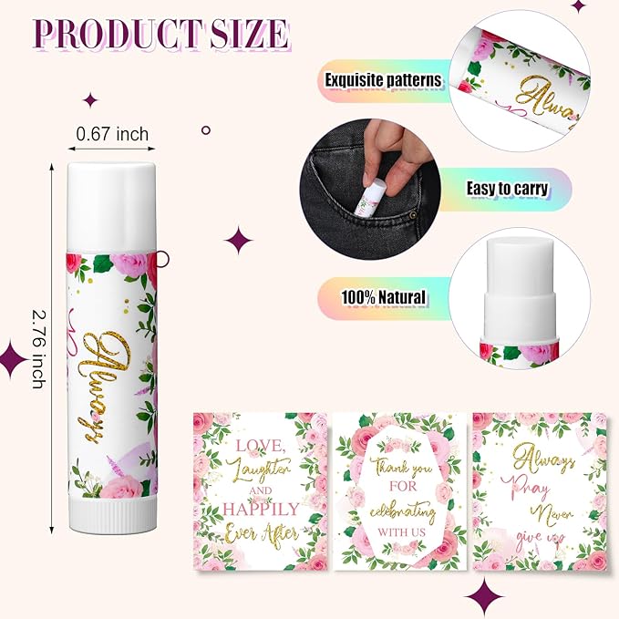 30 Pcs Wedding Lip Balms Bulk Flower