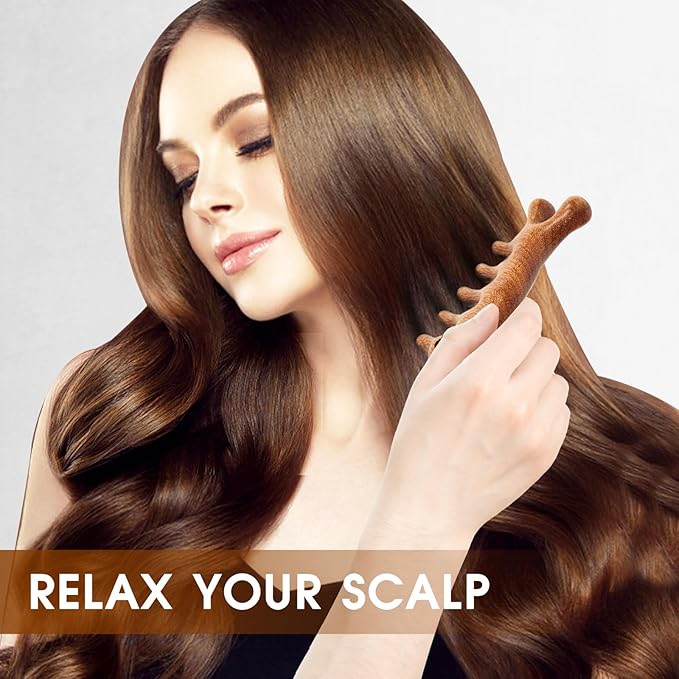 Scalp Massage Hair Comb - Green Sandalwood Wide Tooth Massager for Body Relief - Natural Wooden Comb for Women and Men
