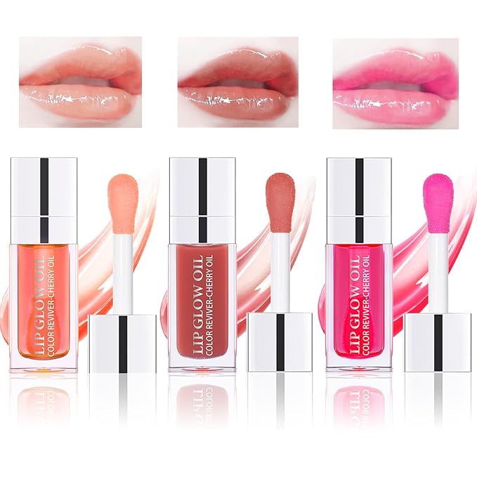3PCS Lip Oil Set, Hydrating Lip