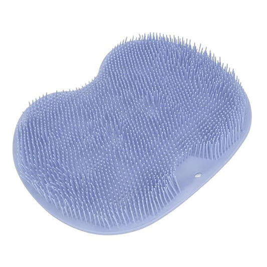 Silicone Foot & Body Scrubber with 75 Non Slip Suction Cups for Shower, Flat Shower Back Scrubber Wall Mounted Foot Scrubber for Shower Floor, Foot Massage Mat to Eliminate Dead Skin (Blue)