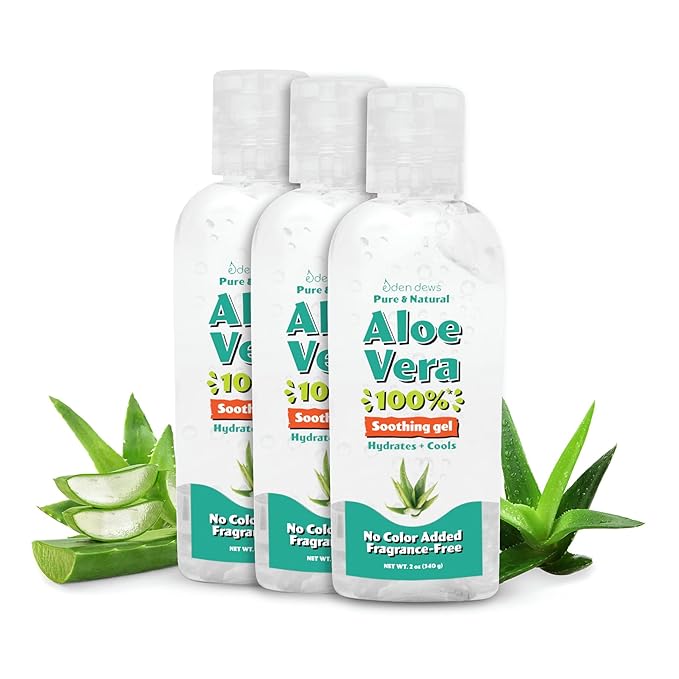 Aloe Vera Gel - 100% Pure & Natural, Hydrating, Moisturizing, Radiant Skin, Softening, Soothing, 2 oz (Pack of 3)