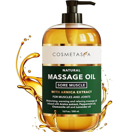 Cosmetasa Sore Muscle Massage Oil - 16.9 oz Soothes Muscle and Joint with Arnica Extract, Peppermint, Chamomile, and Lavender Oil (16.9 oz.)