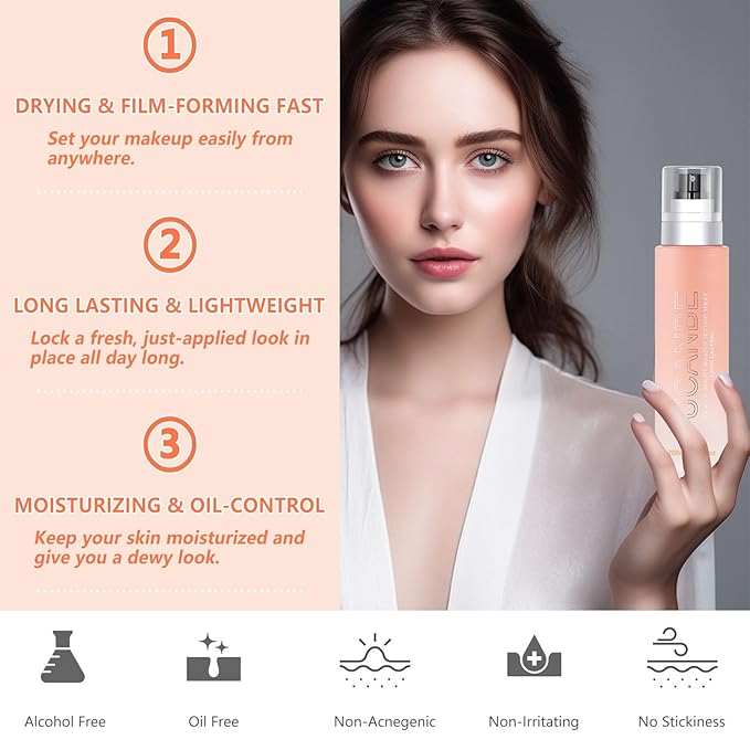 Dewy Makeup Setting Spray Kit-7 Fl oz Hydrating Illuminating Finishing Spray Long Lasting Lightweight Face Mist Make up Fixer +1PC Travel Size Spray Bottle+1PC Sponge Puff