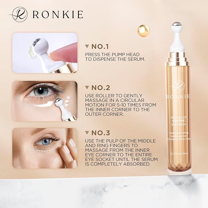 Eye Cream for Dark Circles: Under Eye Cream with Caffeine Retinol - Reduces Under Eye Bags and Fine Lines Gold