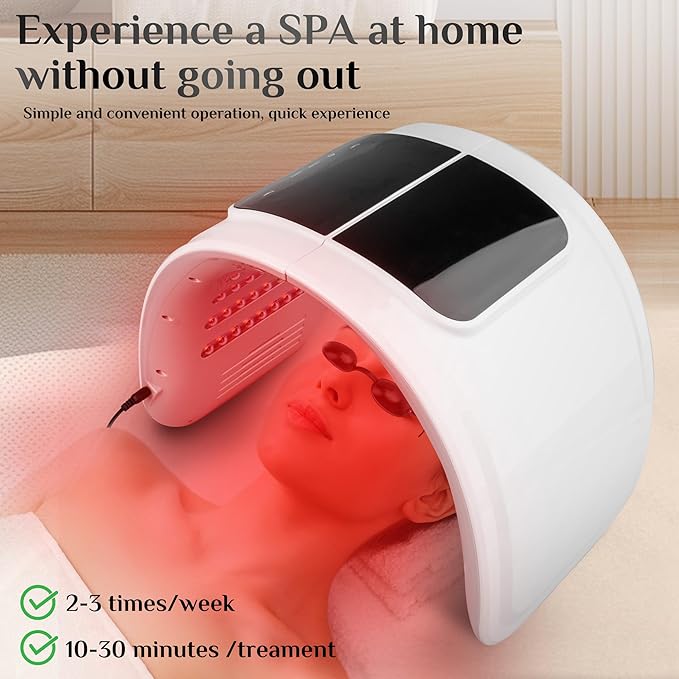Red Light Therapy Mask, LED Therapy Light, 7 Color Light Therapy Mask Beauty Photon Skin Phototherapy Machine with Spray Function