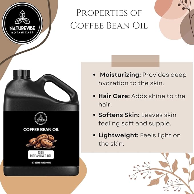 Naturevibe Botanicals Coffee Bean Oil 32oz and Castor Rosemary Oil 32oz | Oil Combo