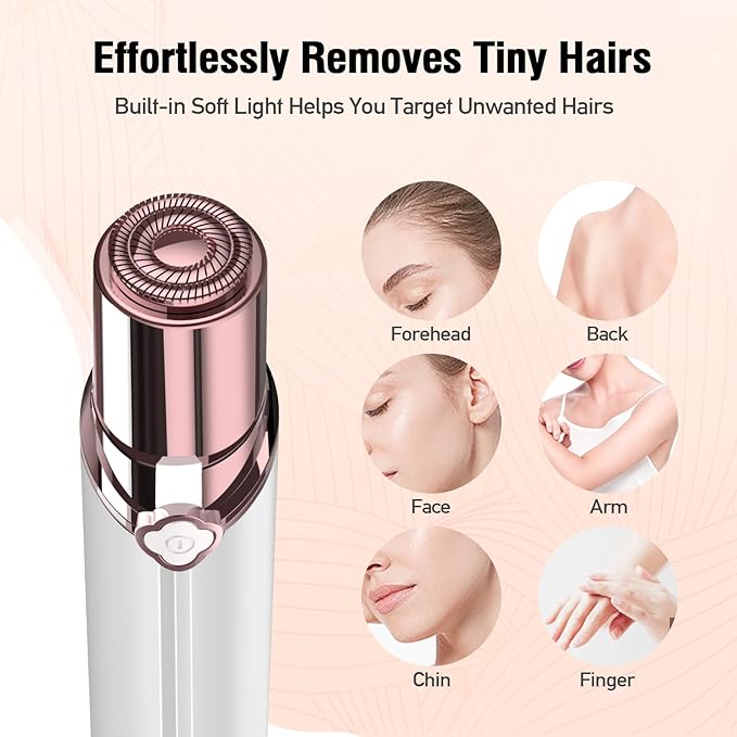 Facial Hair Remover for Women, SEIHAI Rechargeable Face Shavers for Women,Included 2 x Replacement Heads, Upper Lip, Chin, Face Hair Remover Peach Fuzz Remover